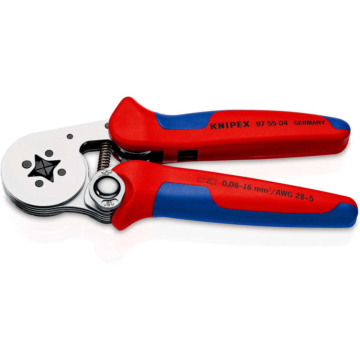 KNIPEX Selbsteinstellende Crimpzange für Aderendhülsen Vierkant-Crimp verchromt