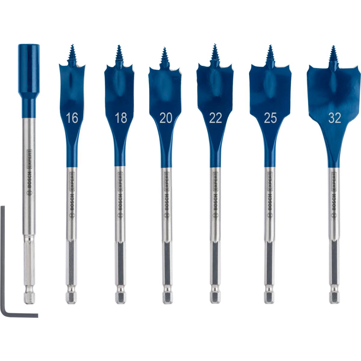 Bosch EXPERT Self Cut Speed Flachfräsbohrer-Set, 16-32mm + Verlängerung 152 mm, 7-teiliges Set