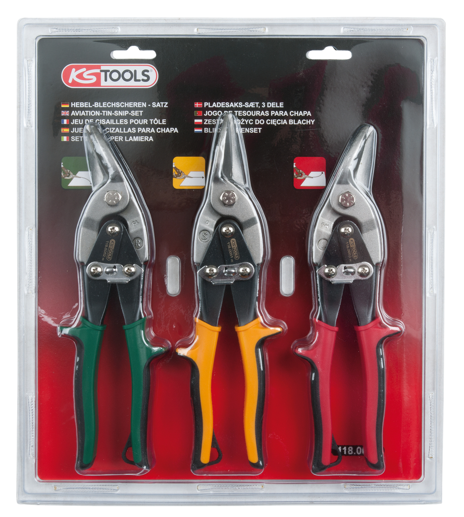 KS Tools Hebel-Blechdurchgangsscheren-Satz, 3-tlg