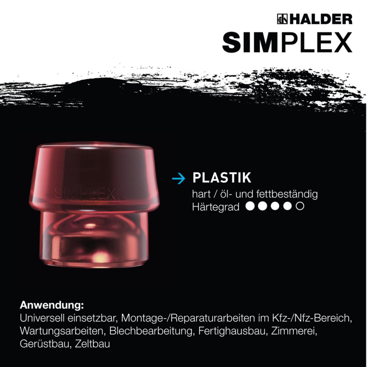 HALDER SIMPLEX - Schonhammer mit TE-Gehäuse und Holzstiel Gummikomposition mit Standfuss / Plastik