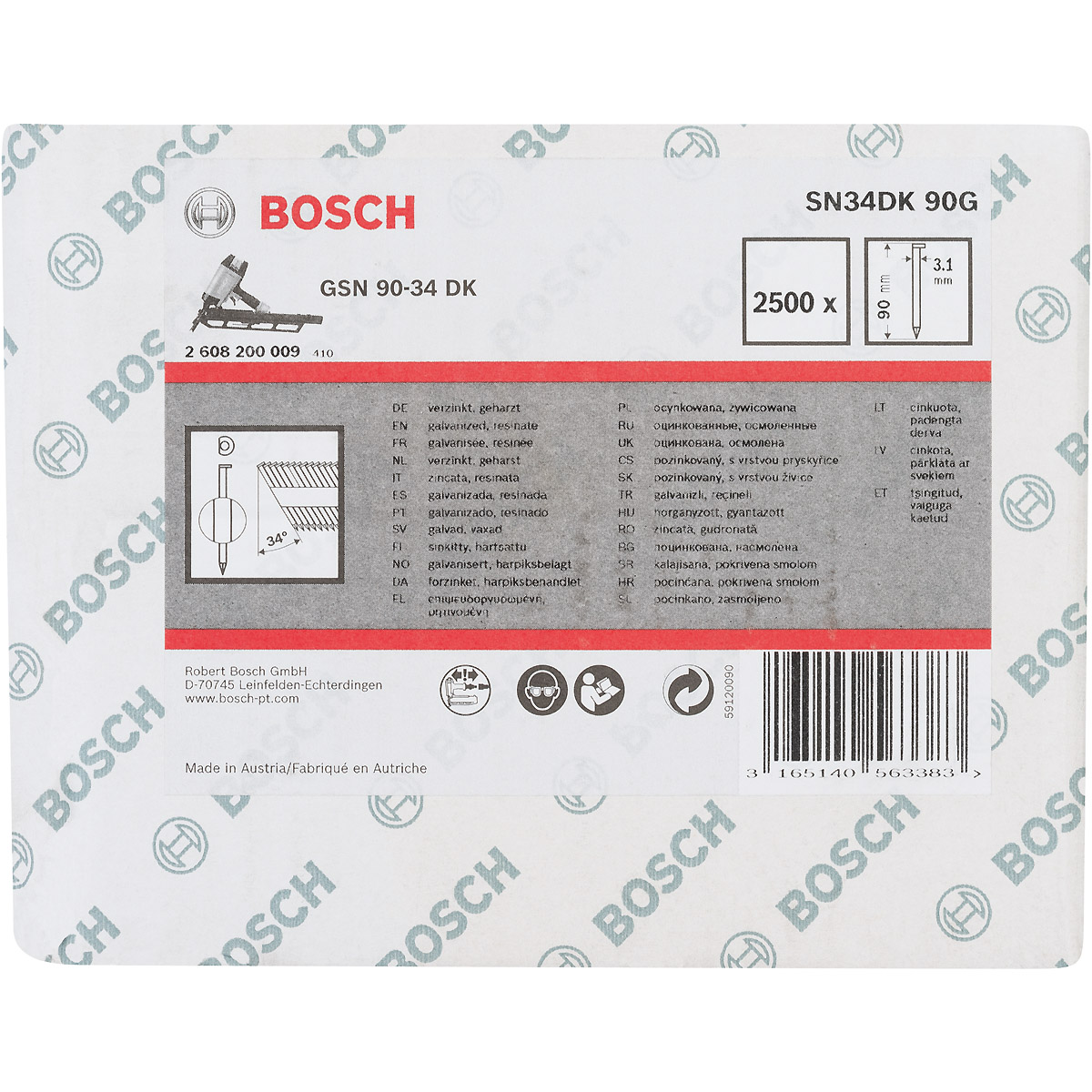 Bosch D-Kopf Streifennagel, verzinkt, glatt