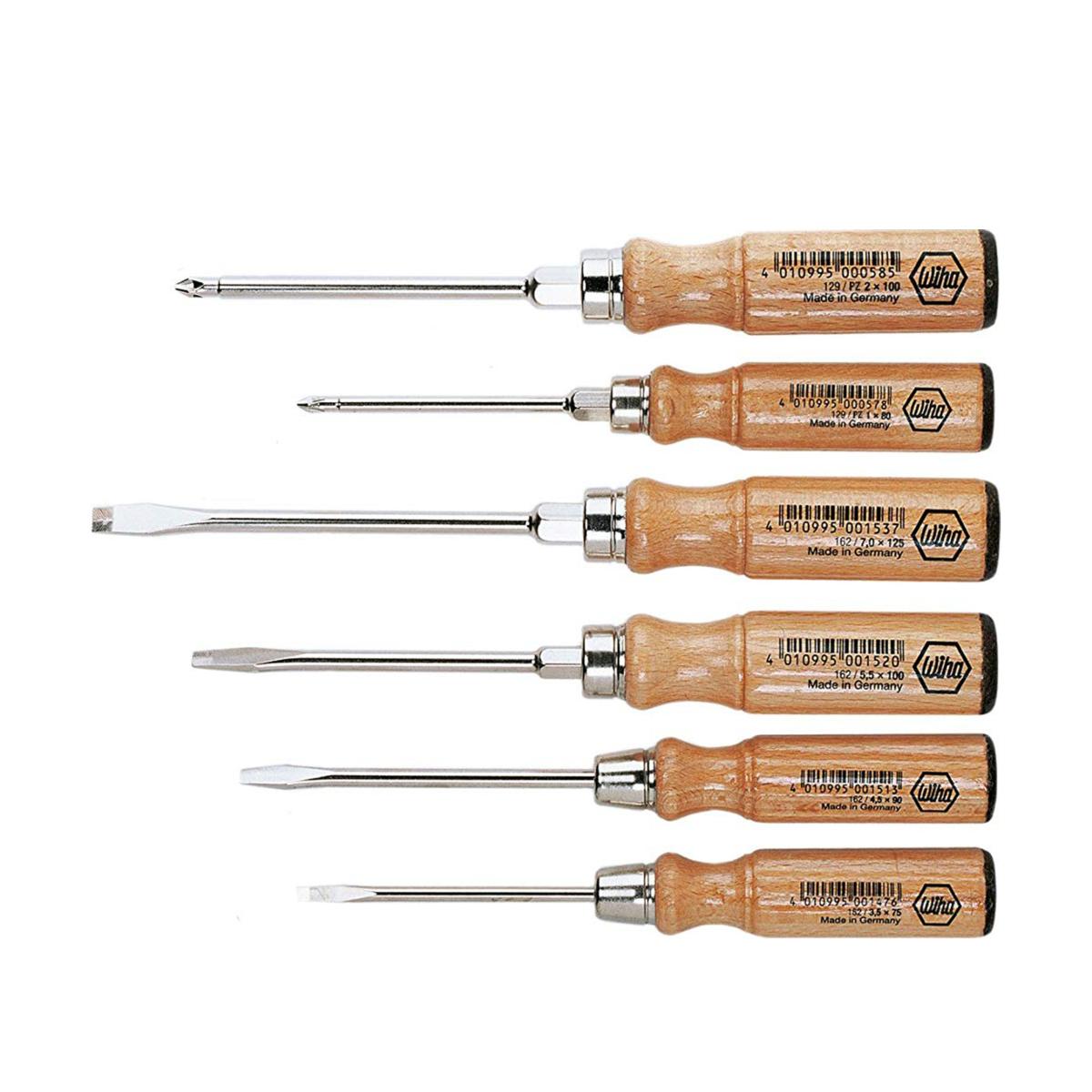 Wiha Holz-Schraubendreher Set Schlitz, Pozidriv 6-teilges Set