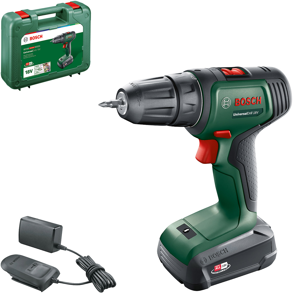 Bosch Akku-Zweigang-Bohrschrauber UniversalDrill 18V mit 1x Akkupack, Ladegerät
