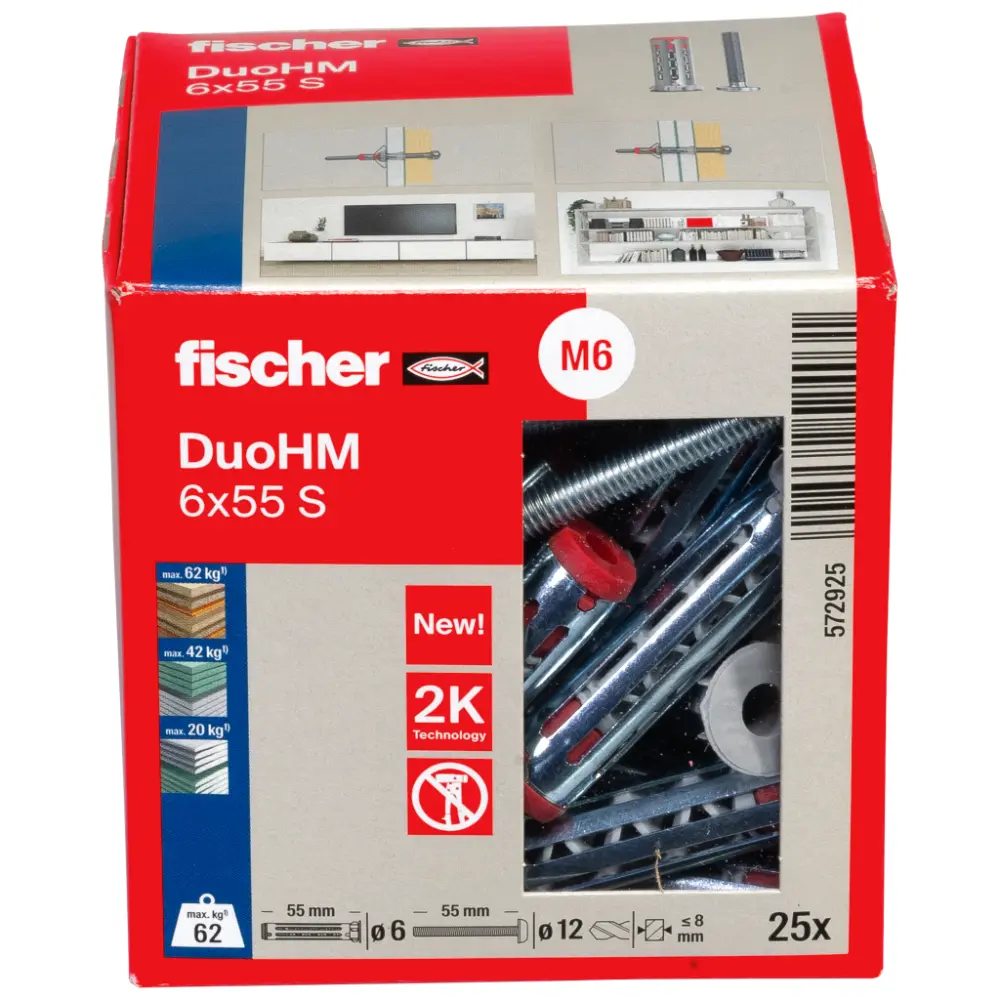 Fischer Hohlraumdübel DuoHM 6x55 S PH TX mit Panhead-Schraube, TX-Antrieb