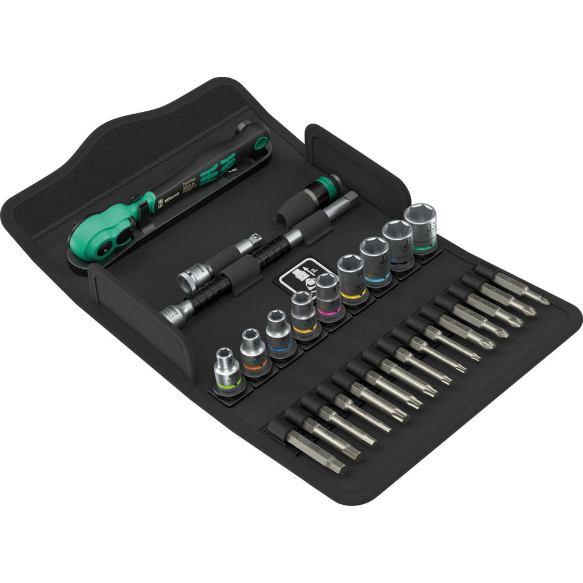 Wera 8100 SA 14 Zyklop Comfort Knarrensatz, Umschalthebel, 1/4"-Antrieb, metrisch, 28-teiliges Set