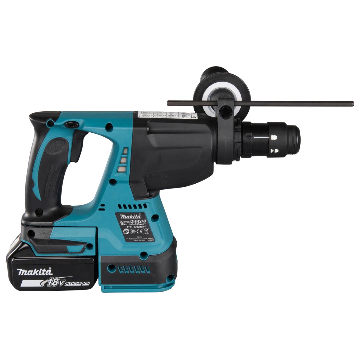 Makita Akku-Kombihammer für SDS-Plus 18V / 6,0 Ah, 2 Akkus + Ladegerät im MAKPAC + SDS-Plus Bohrer-Set B-58992