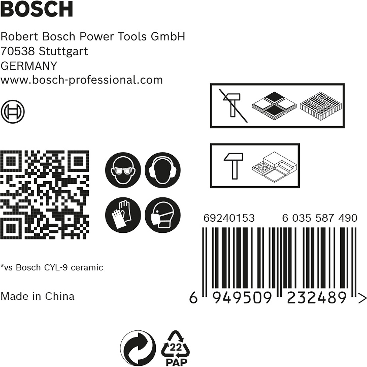 Bosch EXPERT HEX-9 HardCeramic Bohrer Mixed Set, 6 mm, 5-tlg., für Dreh- und Schlagbohrer
