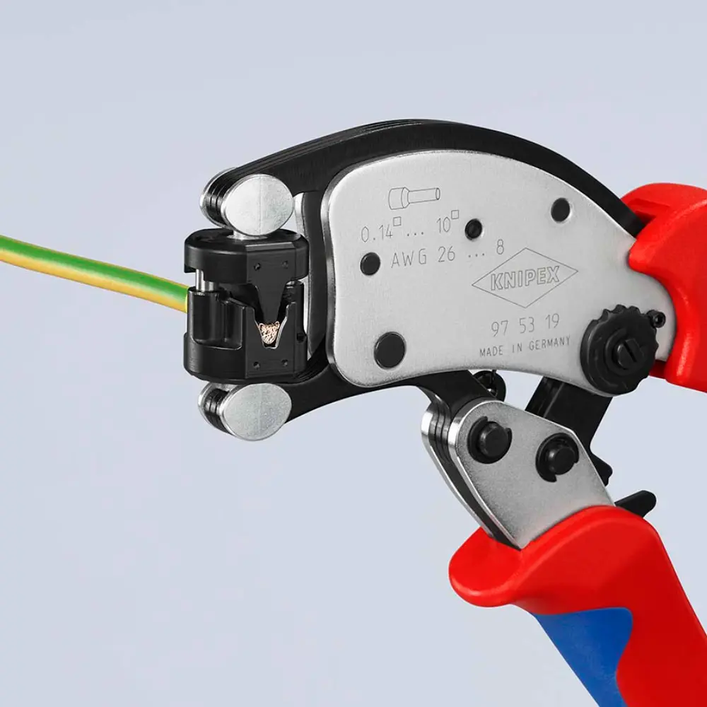 KNIPEX Twistor T Selbsteinstellende Crimpzange für Aderendhülsen verchromt 200 mm