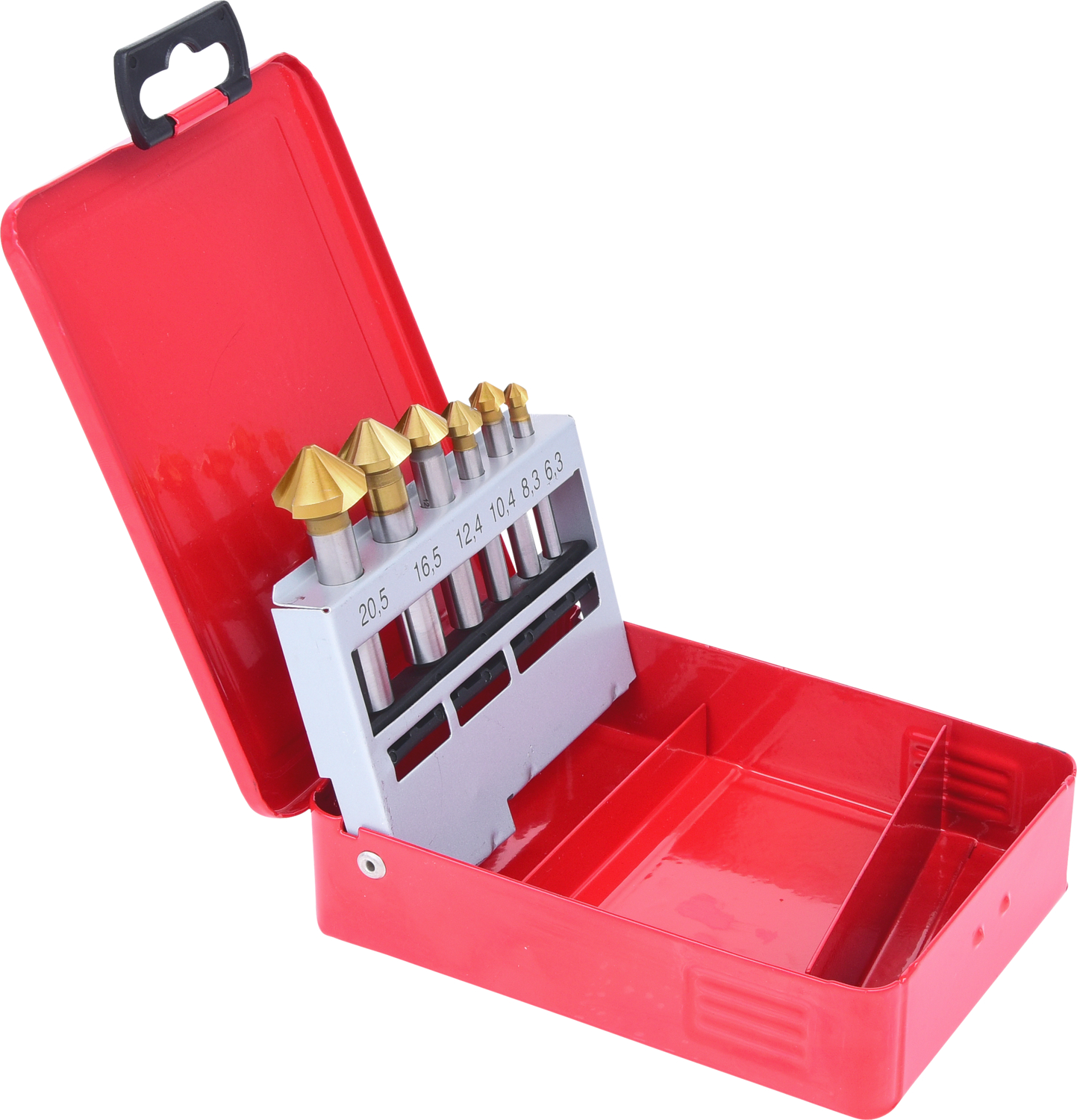 KS Tools HSS TiN Kegel-Entgratsenker-Satz, Stahlblechkassette 6-tlg