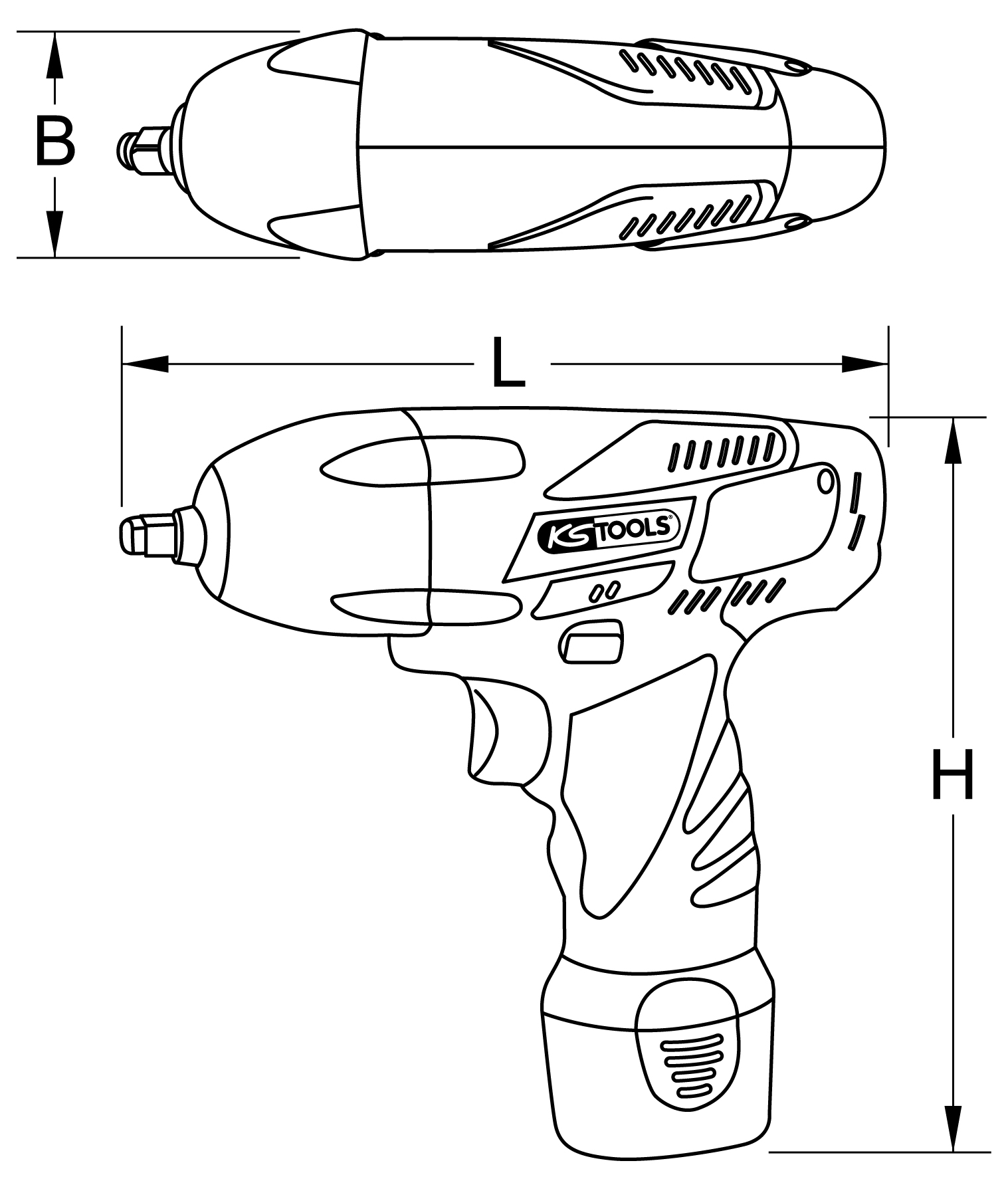 KS Tools 3-8'' Akku-Schlag-Schrauber, 117Nm, 1.870 U-min, mit 1 Akku und 1 Ladegerät