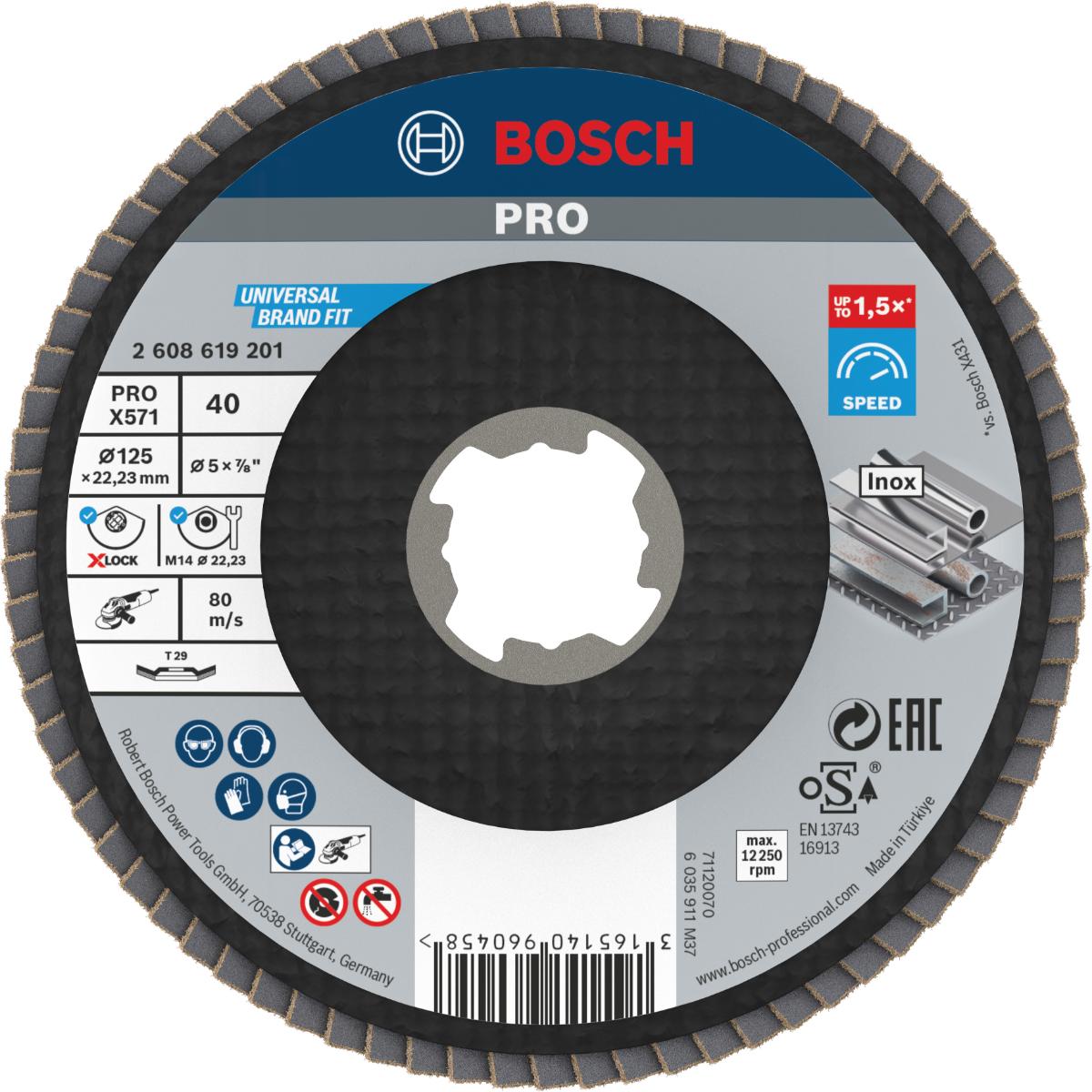 Bosch PRO Fächerschleifscheibe X571 Best for Metal, gewinkelt, Fiber