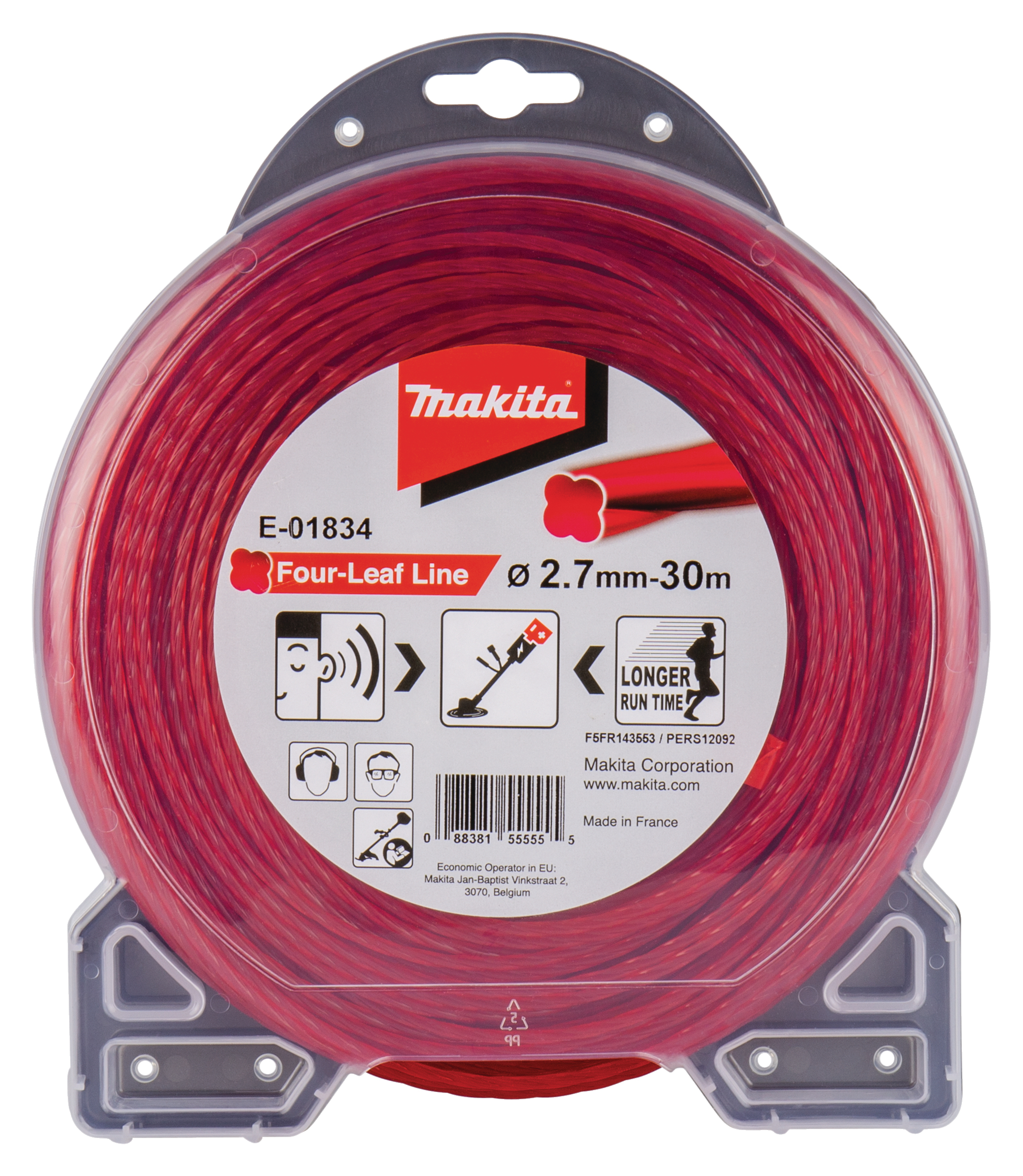 Makita Mähfaden Four-Leaf, 2,7 mm - 30 m - rot - E-01834
