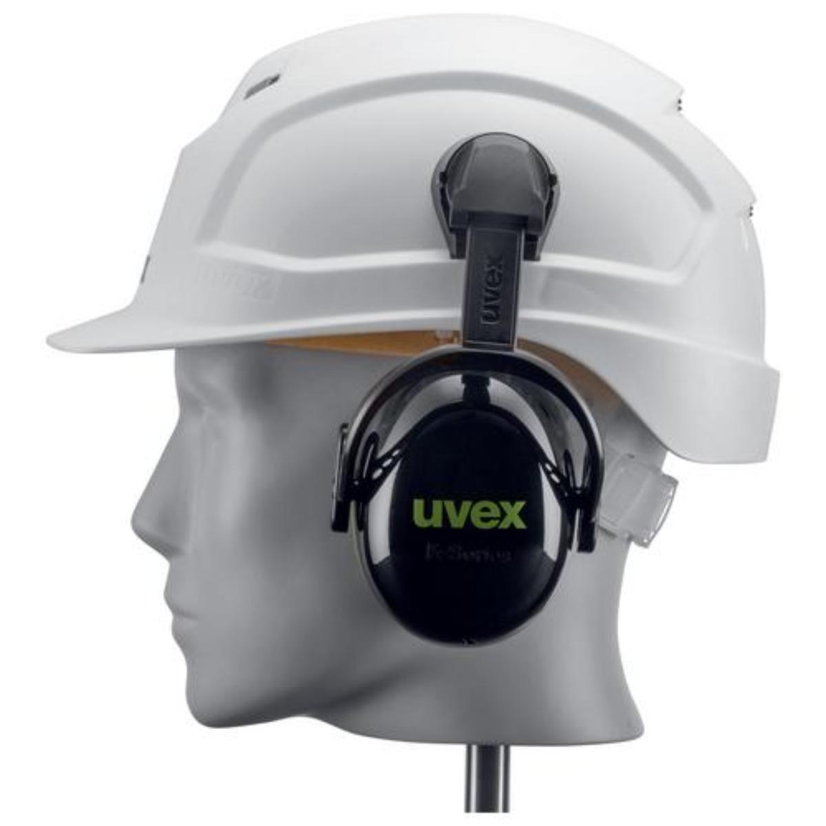uvex K10H Kapselgehörschutz Helm Gehörschutzkapsel schwarz/ grün SNR 28 dB