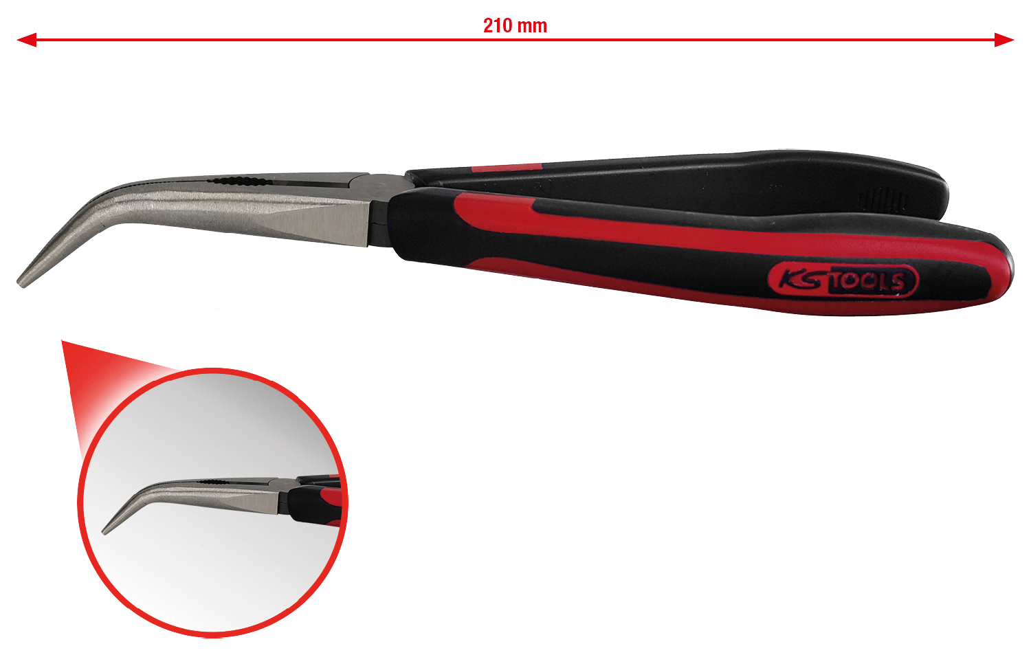 KS Tools SlimPOWER Flachrundzange, gebogen, 210mm