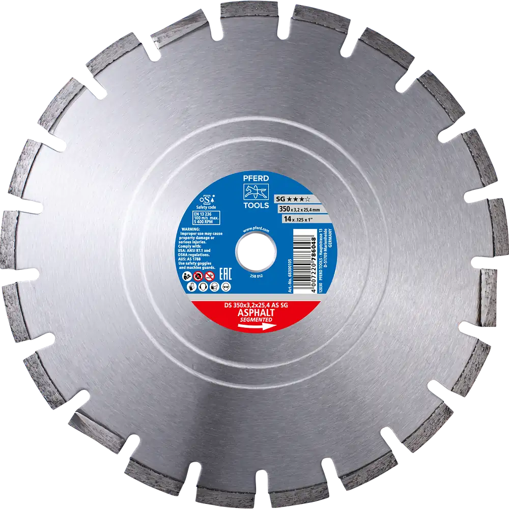 PFERD TOOLS Diamant-Trennscheibe DS 350x3,2x25,4 mm SG für schnelles Trennen von Asphalt