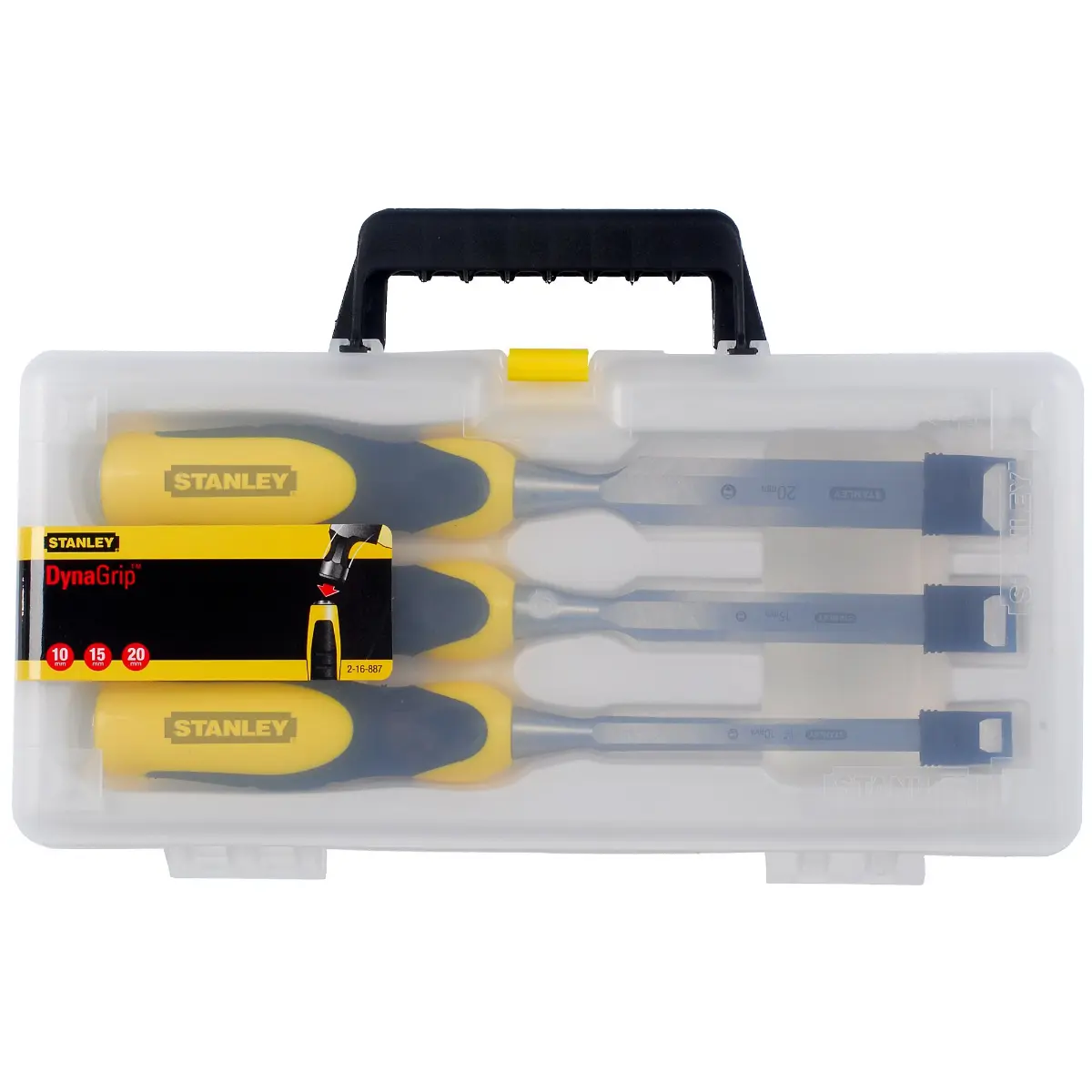 STANLEY Stechbeitel Dynagrip, Kunststoffgriff mit Schlagkappe, Set 3-tlg. 10, 15, 20 mm