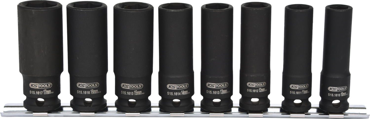 KS Tools 3/8" Sechskant-Kraft-Stecknuss-Satz, lang, 8-tlg