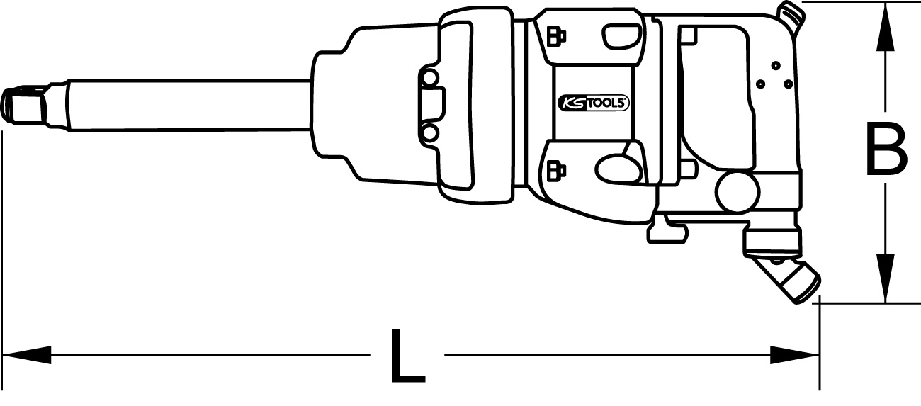 KS Tools 1" superMONSTER Hochleistungs-Druckluft-Schlagschrauber, 3405Nm, 504 mm