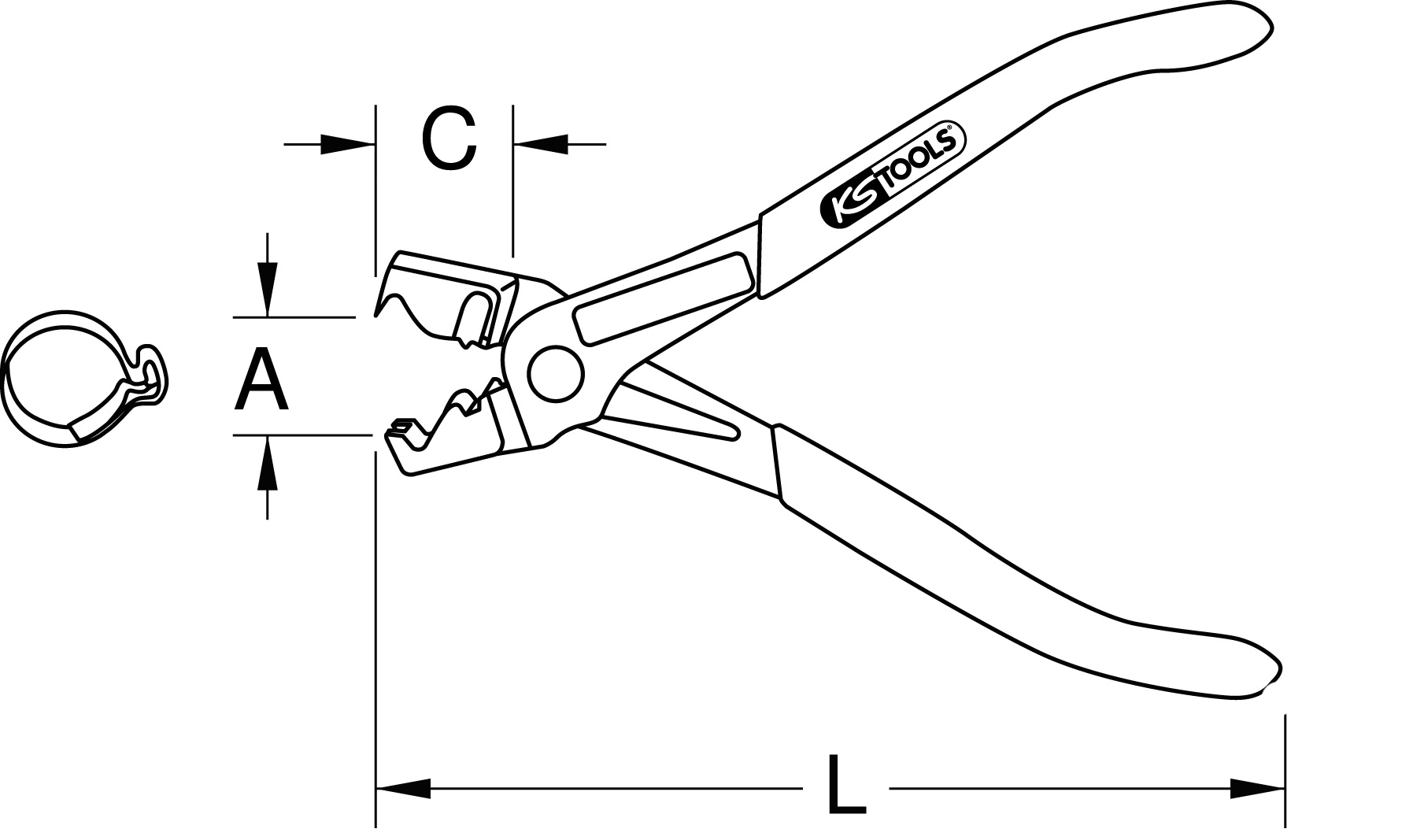 KS Tools Click-Schlauchschellenzange, geschmiedet, 180mm