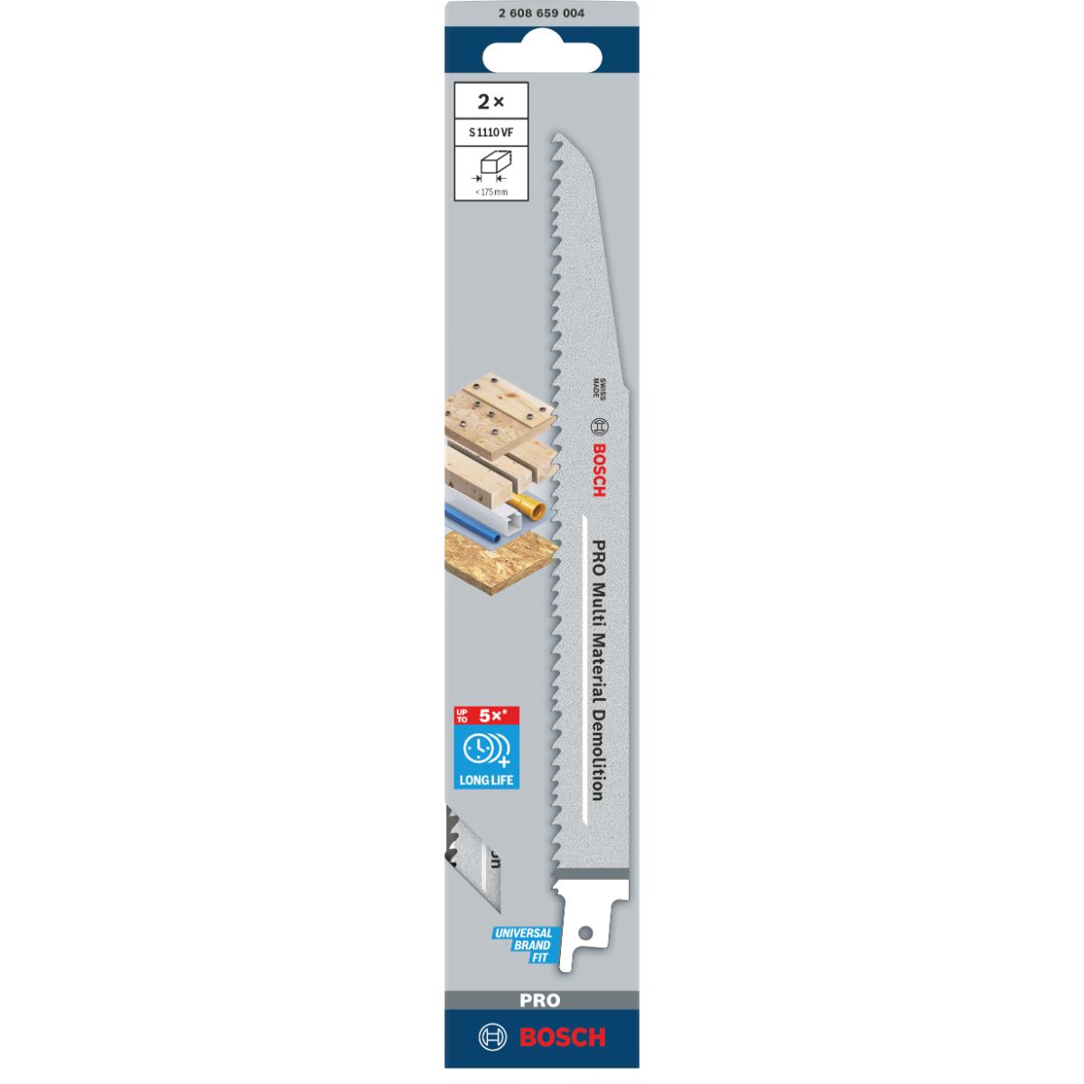 Bosch PRO Multi Material Demolition S1110VF Blatt,1,6 x 22 x 225 mm - 2 Stück