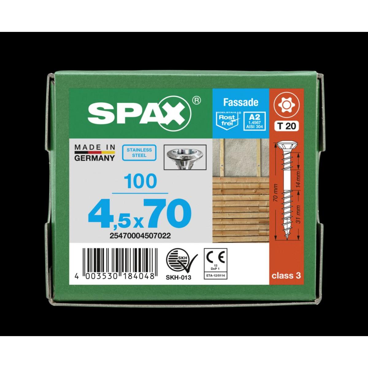 SPAX Fassadenschraube A2 Linsensenkkopf Klein 8mm starke Fräsrippen T-Star Plus T20 Fixiergewinde 4C