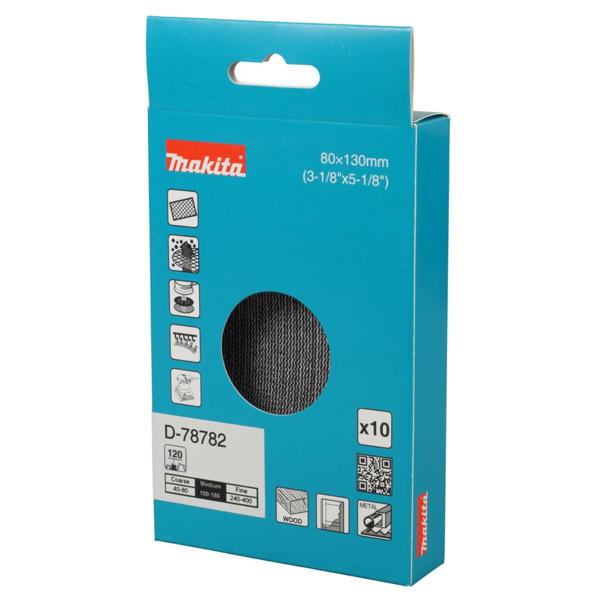 Makita Netzschleifmittel A120 80x130mm, Körnung ,Klett, Gitter, 10 Stück