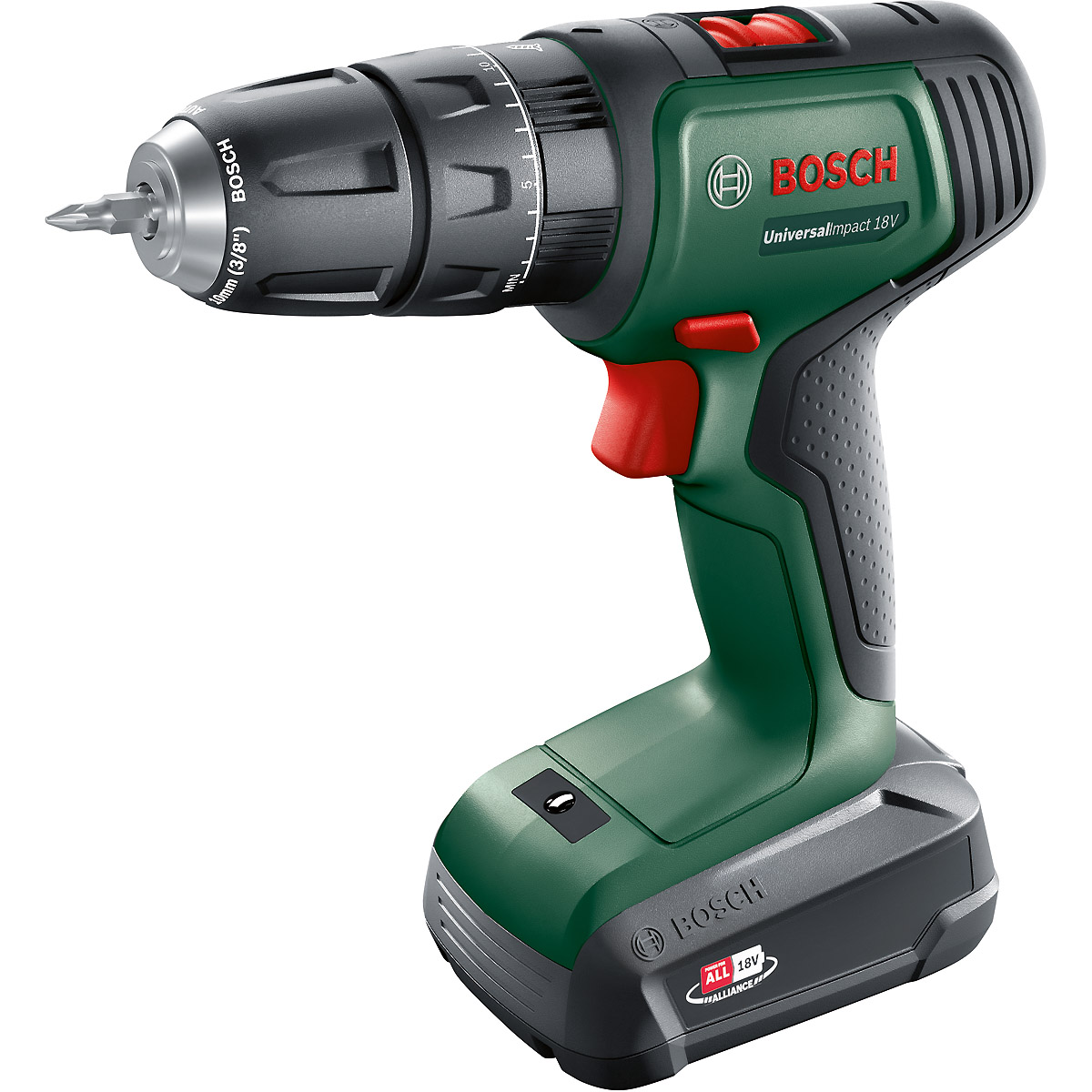 Bosch Akku-Zweigang-Schlagbohrschrauber UniversalImpact 18V mit 1x Akkupack, Ladegerät