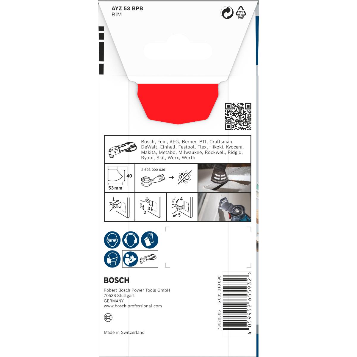 Bosch PRO AYZ 53 BPB Blatt für Multifunktionswerkzeuge,53 x 40 mm
