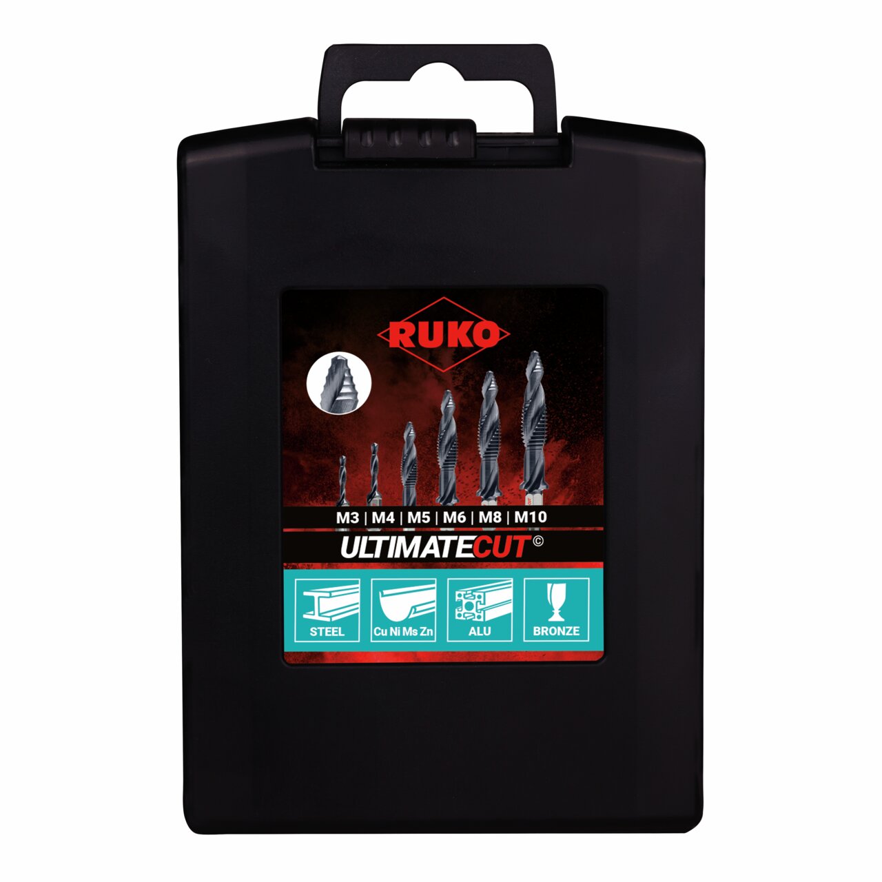 RUKO ULTIMATECUT Kombi-Maschinengewindebohrer mit FLOWSTEP® Spitze, HSS, Bit-Schaft- 7-tlg.