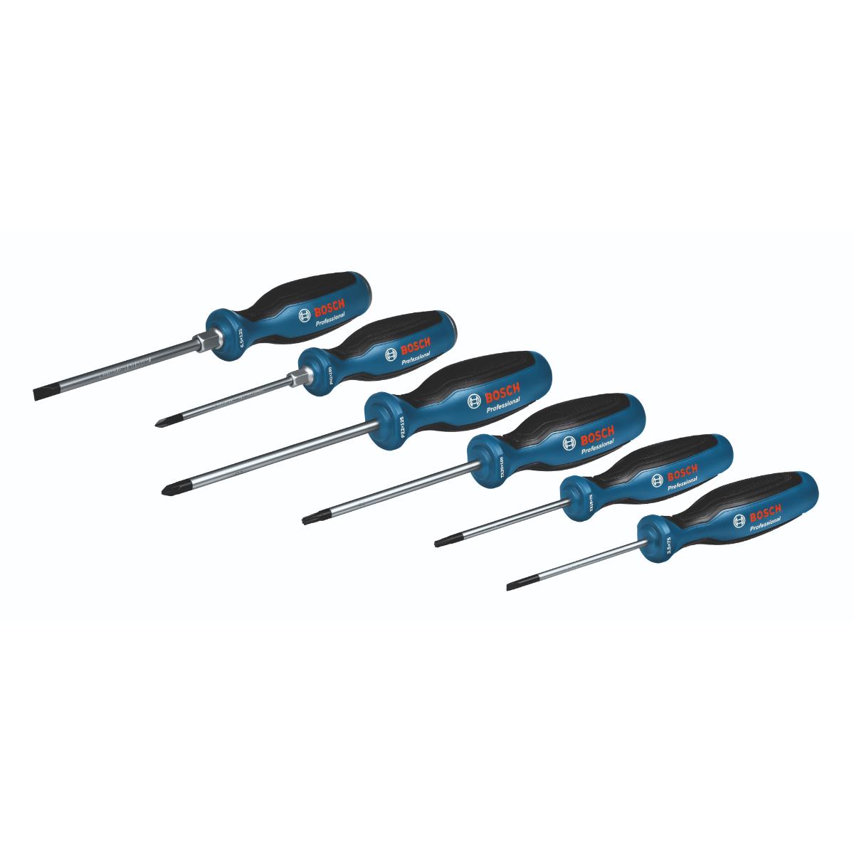 Bosch Combo Kit Schraubendreher-Set, 6-tlg., SL/PH/PZ/TX