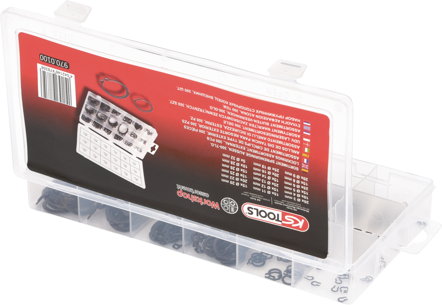 KS Tools Sortiment Sprengringe außen, Ø 3-32mm, 300-tlg