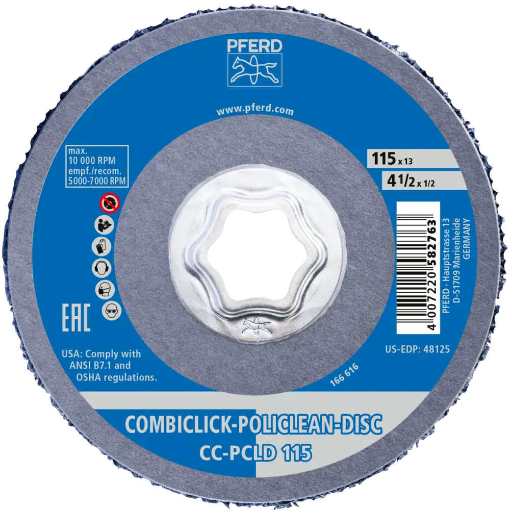 PFERD TOOLS COMBICLICK POLICLEAN PLUS PCLD Reinigungsvlies Ø 115x13 mm für grobe Reinigungsarbeiten