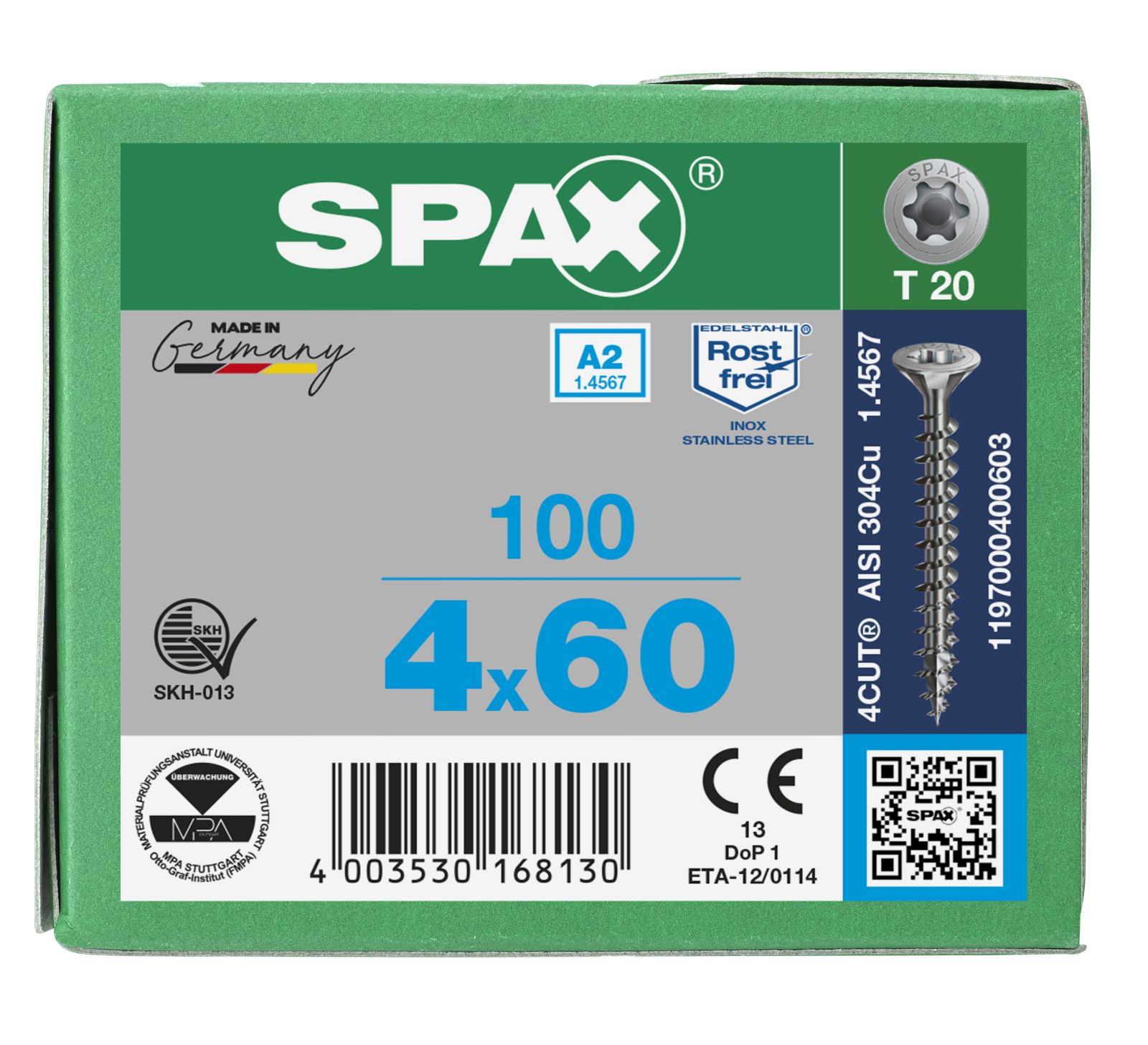 SPAX A2 Senkmultikopf T-Star Plus T20 Vollgewinde, 100 Stück