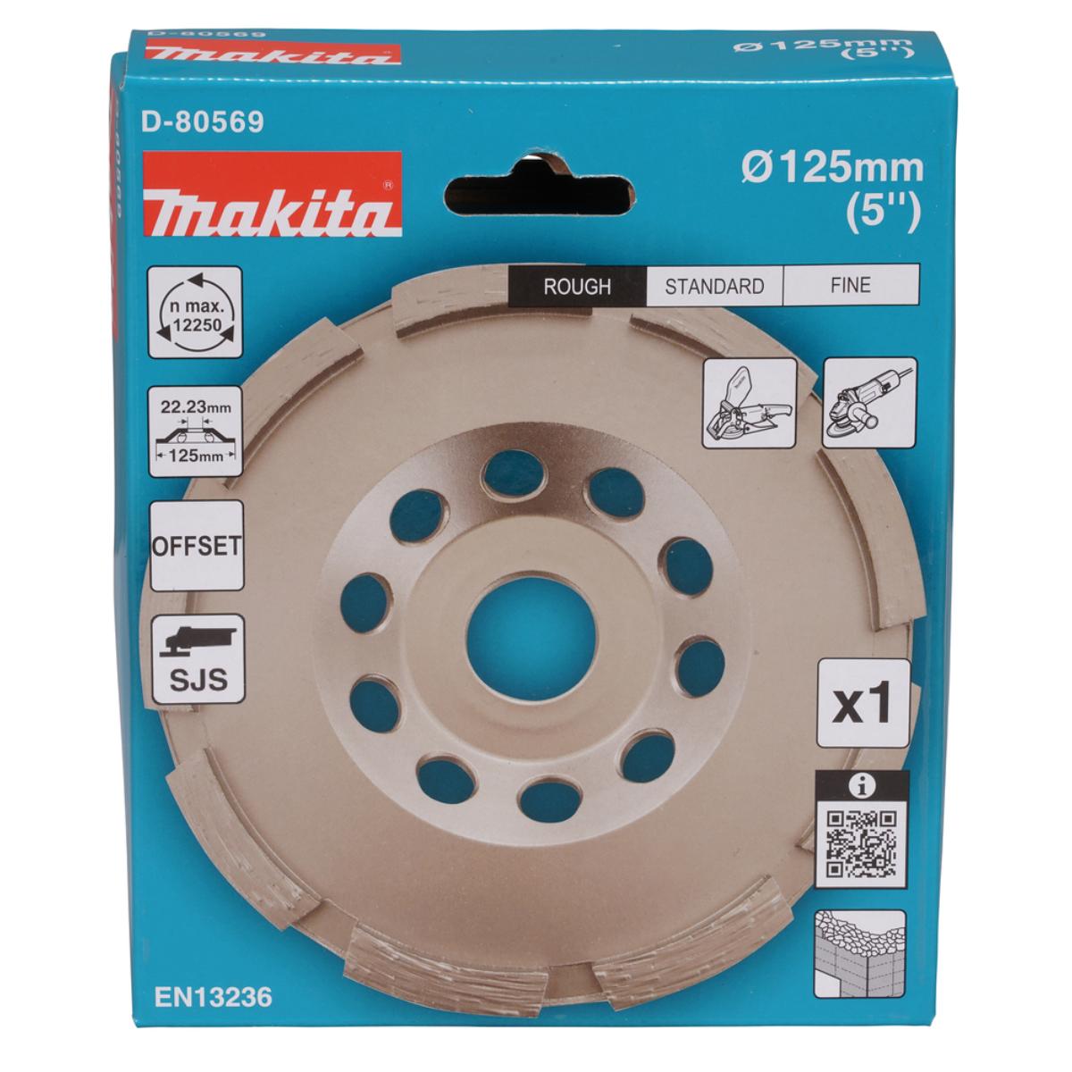 Makita Schleiftopf grob Ø 125 mm, grob, Für Beton