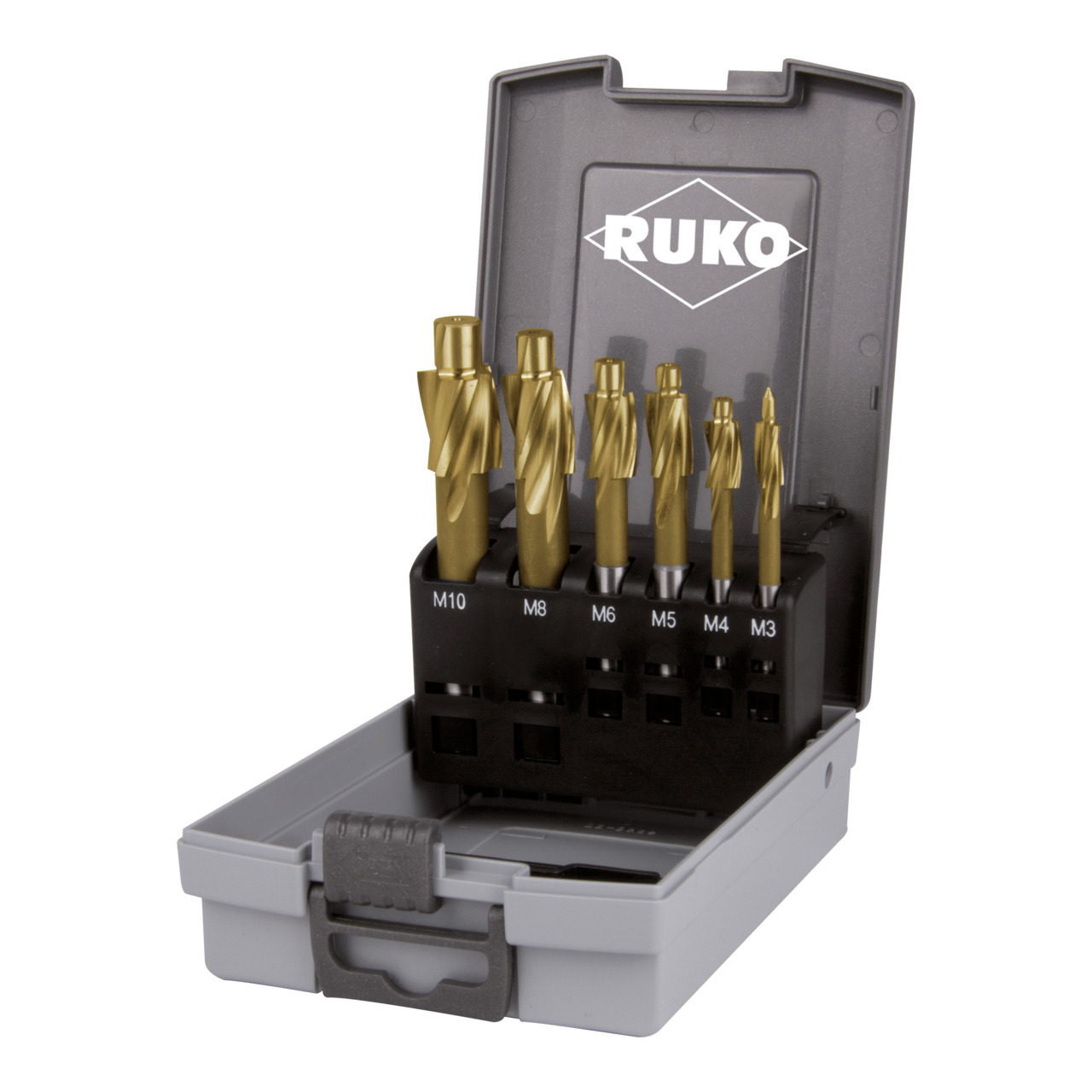 RUKO Flachsenker-Satz DIN 373 HSS TiN Gütegrad mittel für Durchgangsloch - 6-tlg.