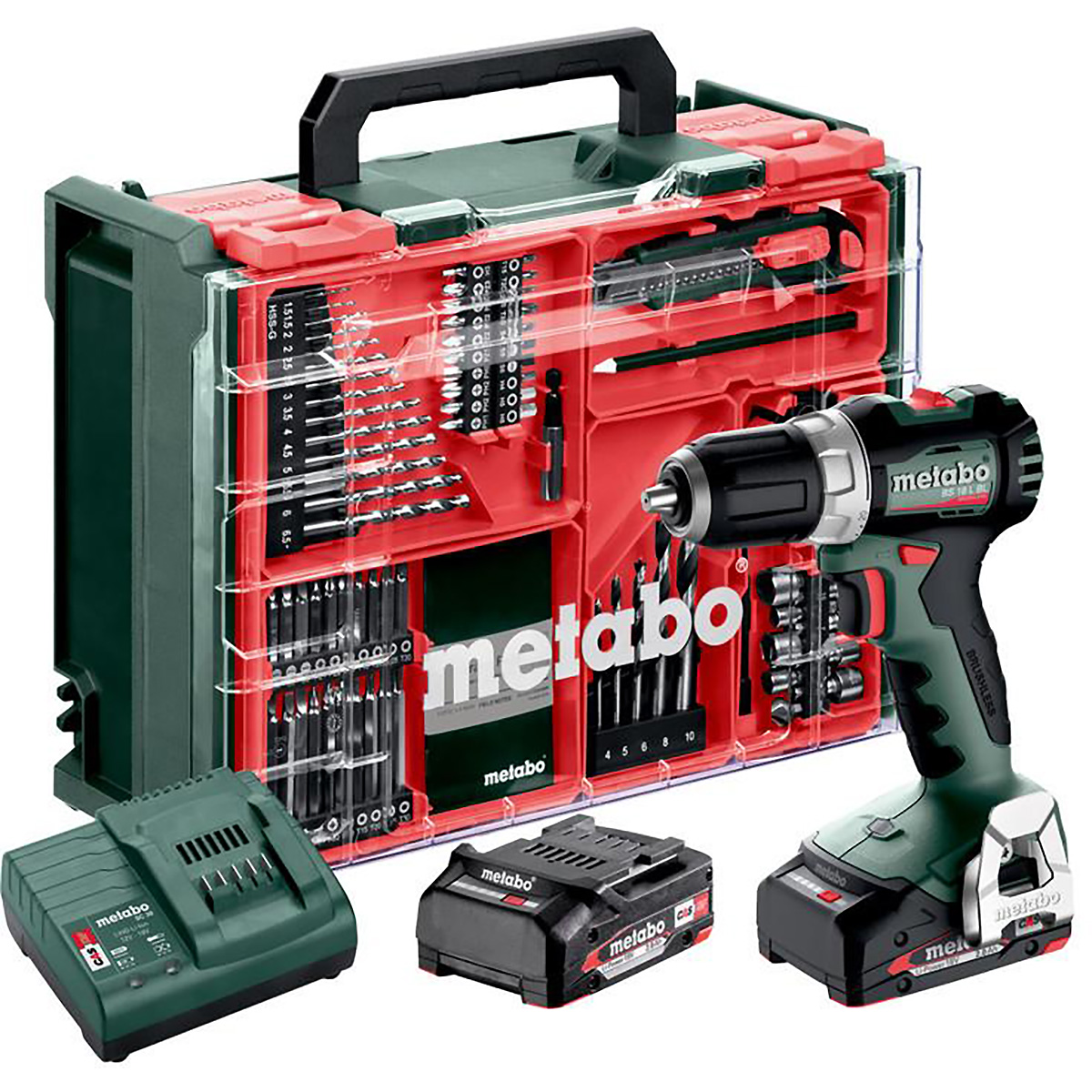 Metabo Akku-Bohrschrauber BS 18 L BL Set mit 74-teiliger Mobiler Werkstatt - Kunststoffkoffer - 18V