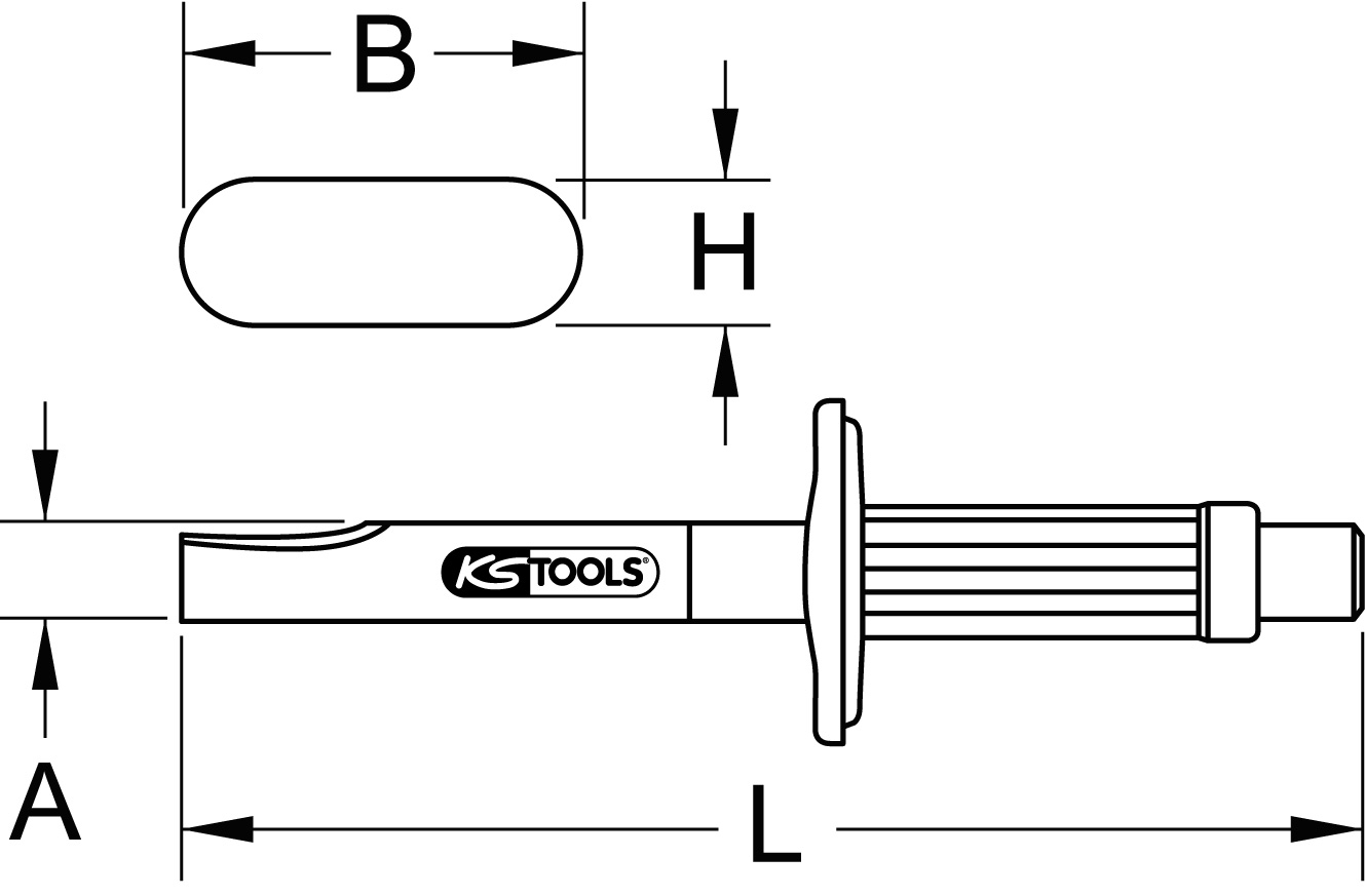 KS Tools Karosserie-Trennmeißel mit Handschutzgriff, 300mm