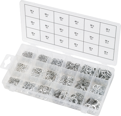 KS Tools Sortiment Zahn-Unterlegscheiben,M3-10, 720-tlg