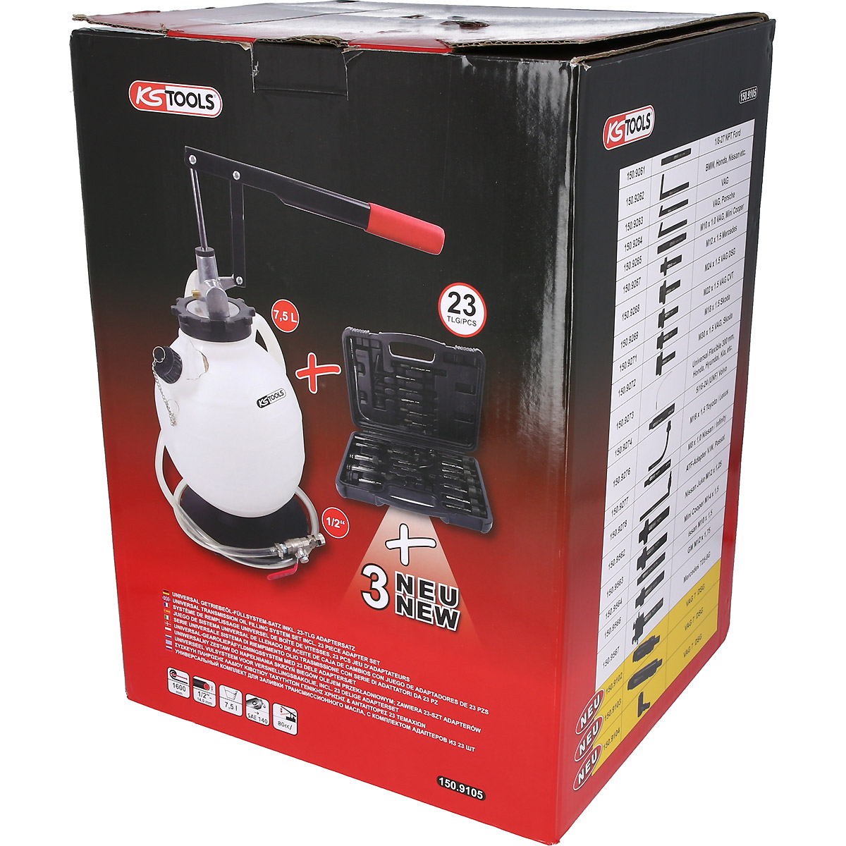 KS Tools Universal Getriebeöl-Füllsystem-Satz mit 23-tlg Adaptersatz