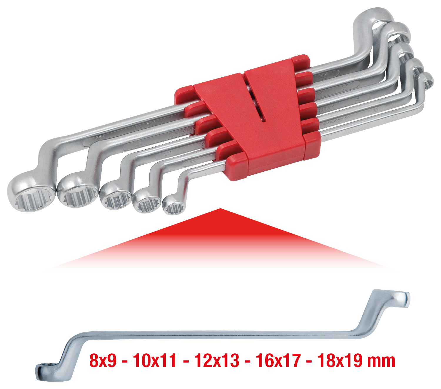 KS Tools Doppel-Ringschlüssel Satz, gekröpft, 5-tlg 8-19mm