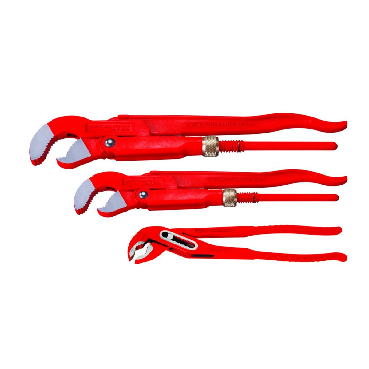 Rothenberger Zangenset: Eckrohrzange 1"+1.1/2", Wasserpumpenzange 10"