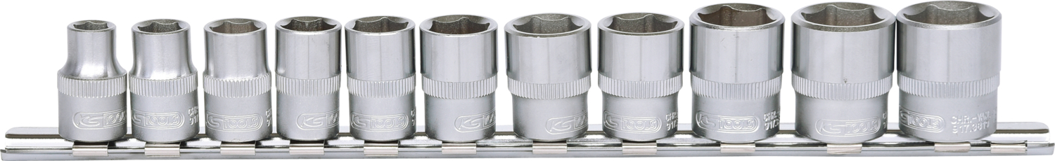 KS Tools 3/8" Sechskant-Stecknuss-Satz, 11-tlg 8-19mm