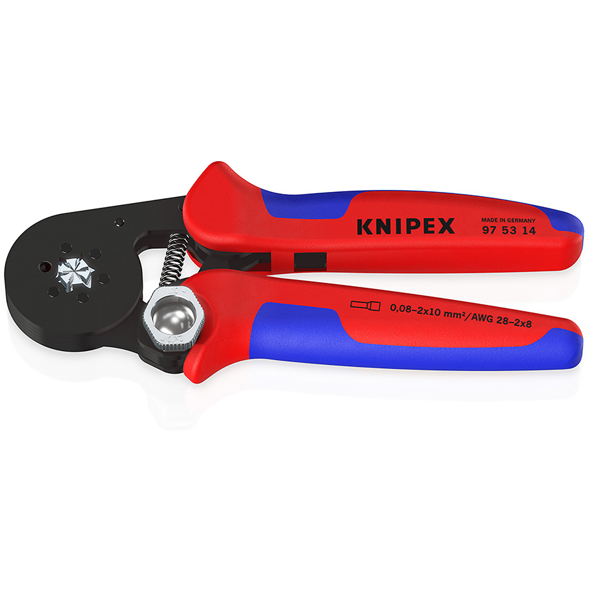 KNIPEX Selbsteinstellende Crimpzange für Aderendhülsen Hexagonal-Crimp