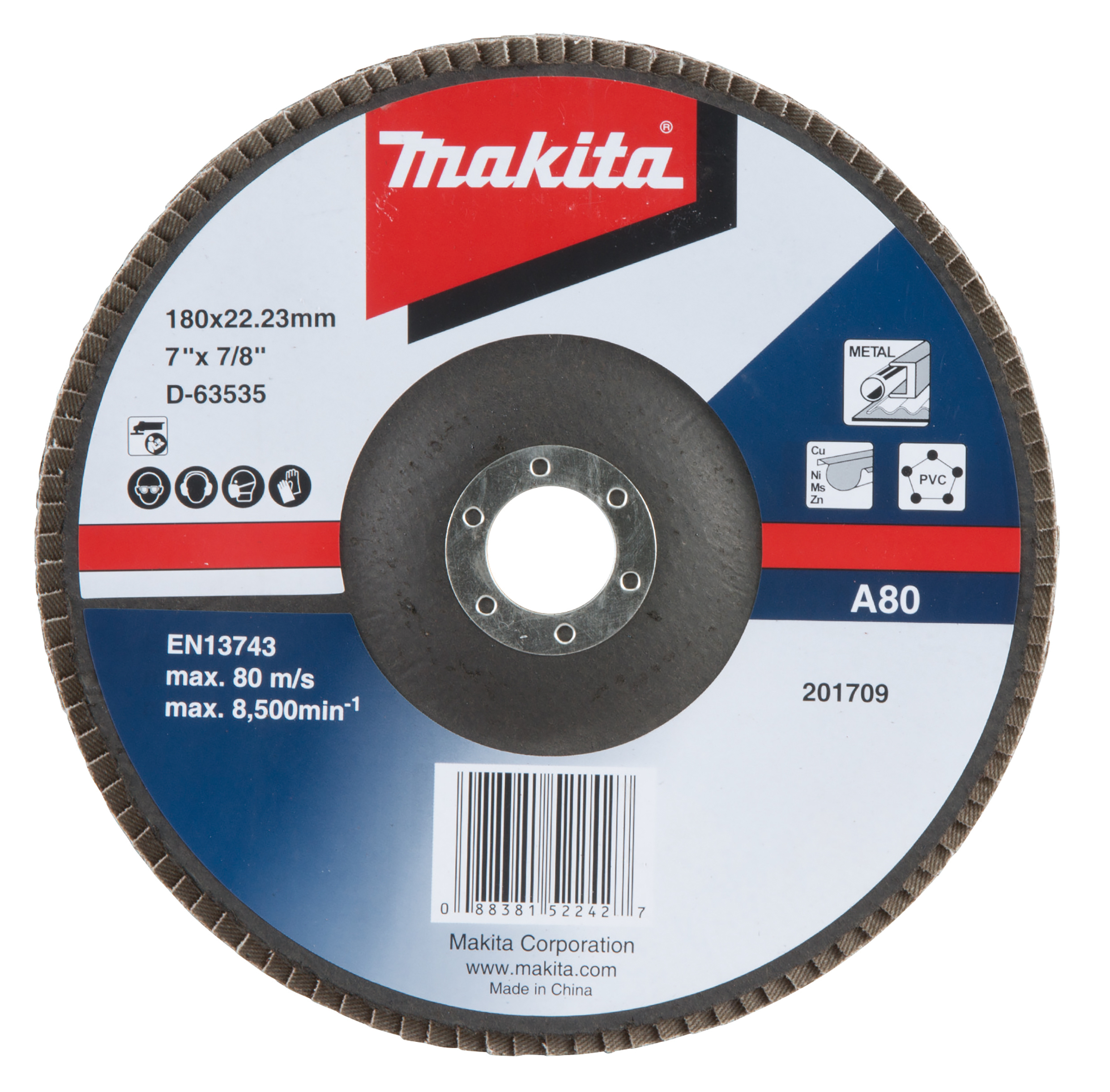 Makita Fächerschleifscheibe 180mm A80 - D-63535