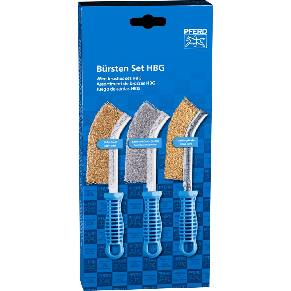 PFERD TOOLS POS Bürsten Set HBG 1reihig Edelstahl-Stahl-Messing-Draht 0,30