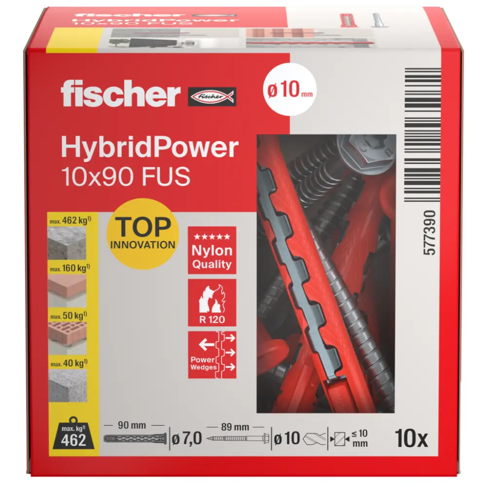 Fischer HybridPower 10x90 FUS (10) mit Sechskantschraube