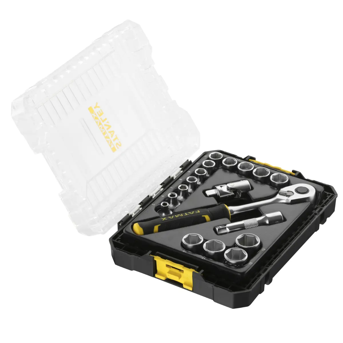 STANLEY FATMAX STAK 3/8 Zoll Steckschlüssel-Set 18-teilig im mittelgroßen STAK Koffer
