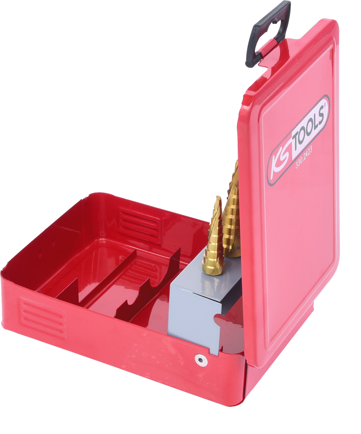 KS Tools HSS TiN Stufenbohrer-Satz, Stahlblechkassette 3-tlg
