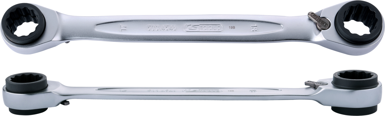 KS Tools 4 in 1 GEARplus umschaltbar Doppel-Ratschenringschlüssel-Satz, 3-tlg