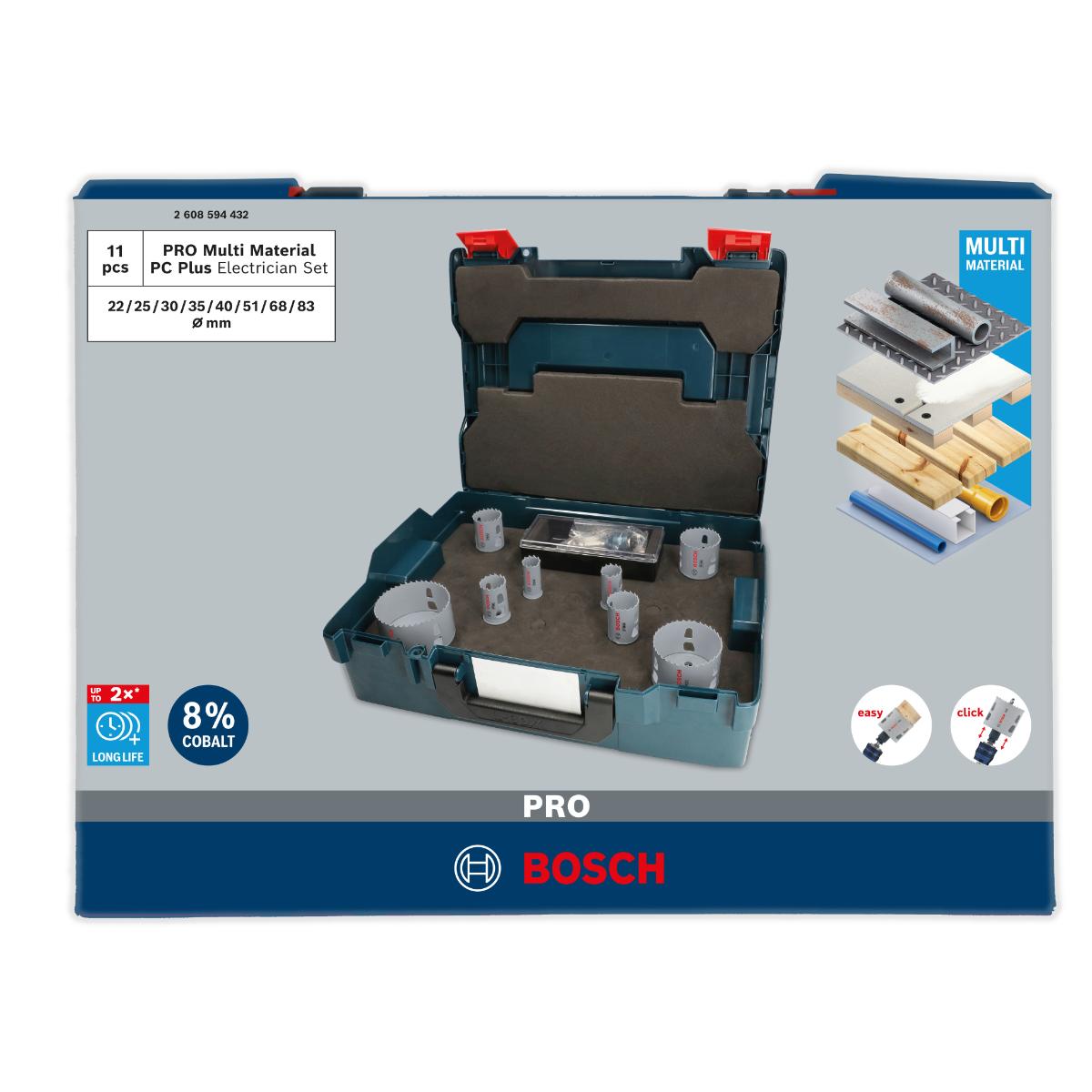 Bosch PRO Multi Material PC Plus Lochsägen L-BOXX ø 22,25,30,35,40,51,68,83 - 11 teiliges Set
